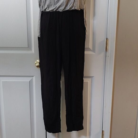 Elevenses gray and black sleeveless long pant romper pantsuit Sz XS EUC - Picture 2 of 7